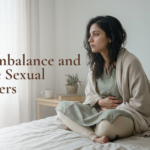 Vata imbalance causing female sexual disorders, woman sitting on bed with discomfort
